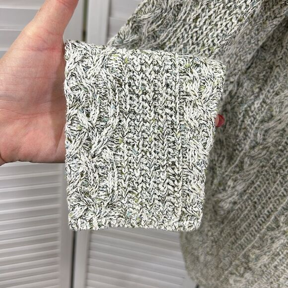 J Jill Sweater Size Small Y2K Cable Knit Gray & Green - Picture 5 of 10